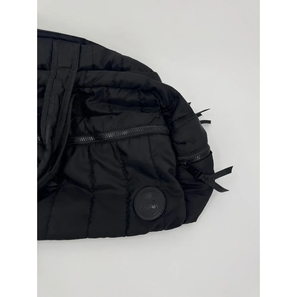 Pajar Canada Black Quilted‎ Puffer Duffel Bag Orange Lining Travel Gym CA56188